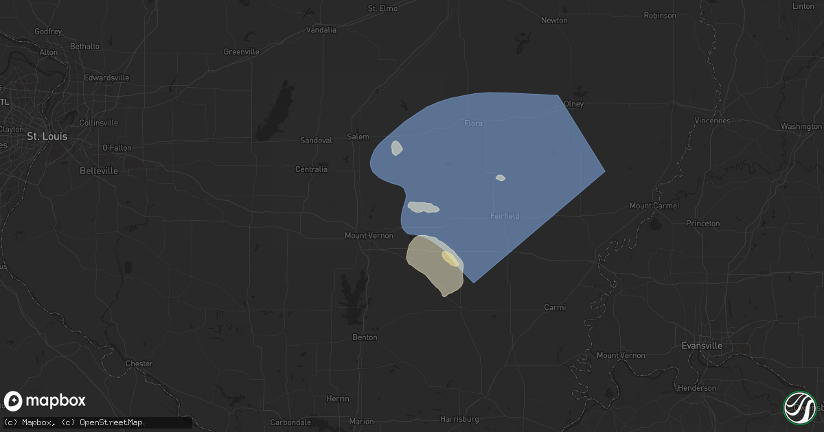 Hail map in Bluford, IL on August 1, 2024