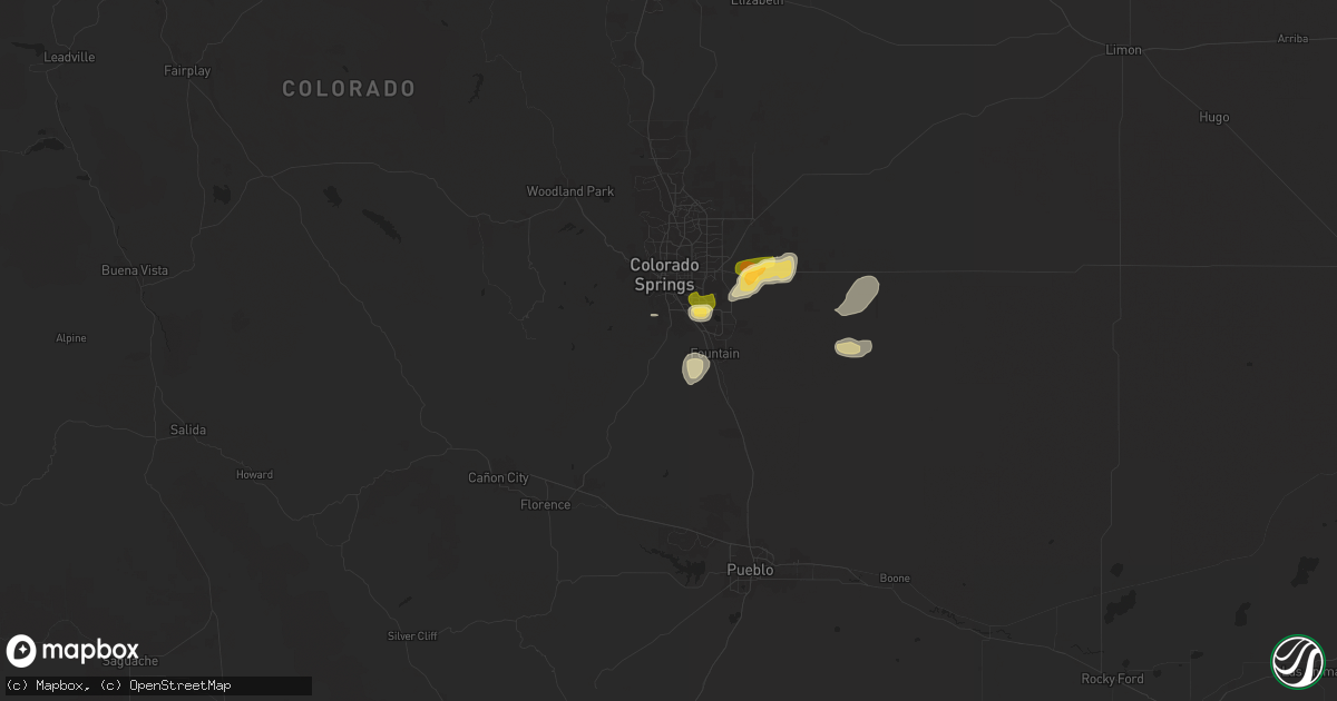 Hail map in Colorado Springs, CO on August 1, 2024