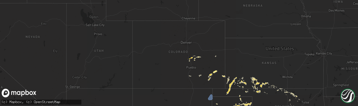 Hail map in Colorado on August 1, 2024