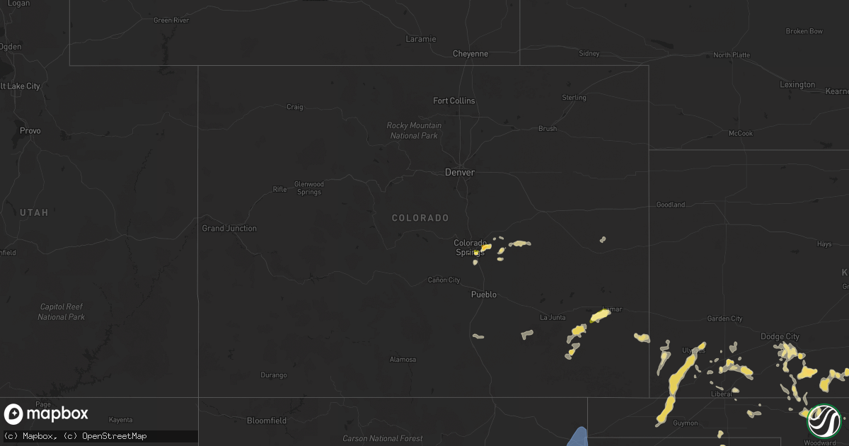 Hail map in Colorado on August 1, 2024