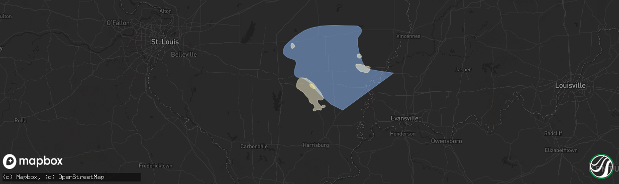 Hail map in Dahlgren, IL on August 1, 2024