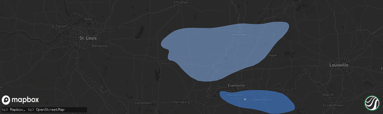 Hail map in Fairfield, IL on August 1, 2024