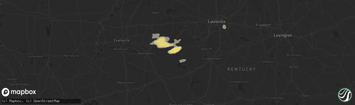 Hail map in Hardinsburg, KY on August 1, 2024