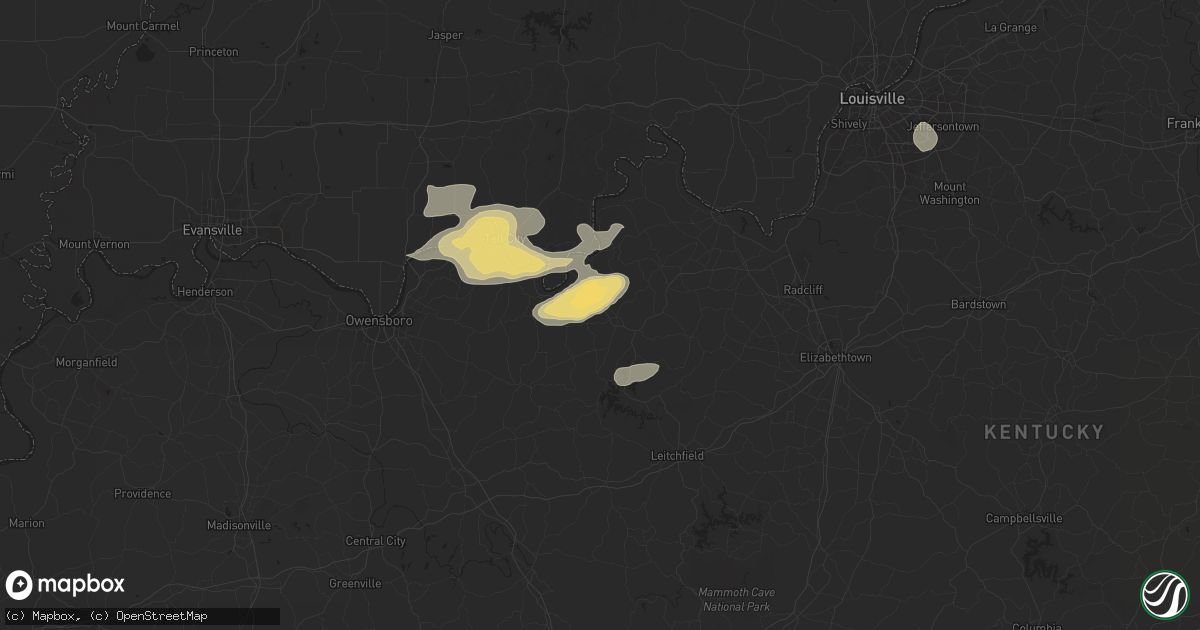 Hail map in Hardinsburg, KY on August 1, 2024