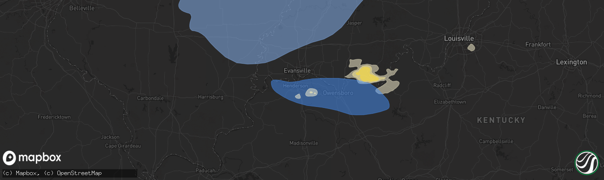 Hail map in Henderson, KY on August 1, 2024