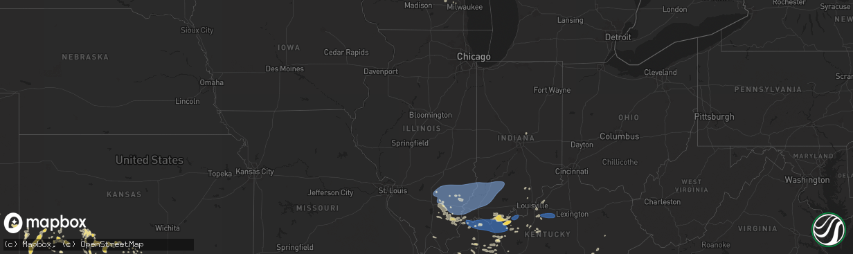 Hail map in Illinois on August 1, 2024