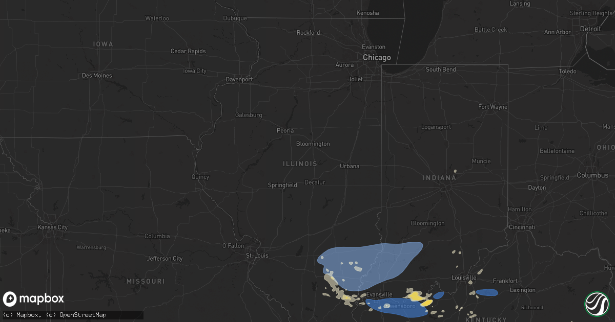 Hail map in Illinois on August 1, 2024