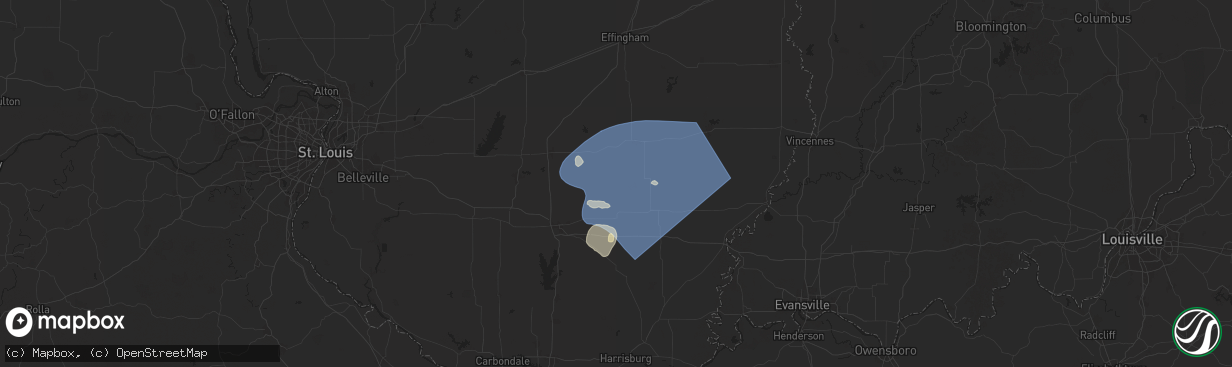 Hail map in Johnsonville, IL on August 1, 2024