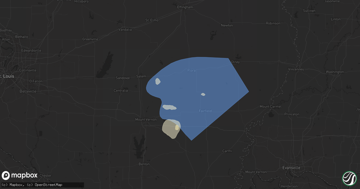 Hail map in Johnsonville, IL on August 1, 2024