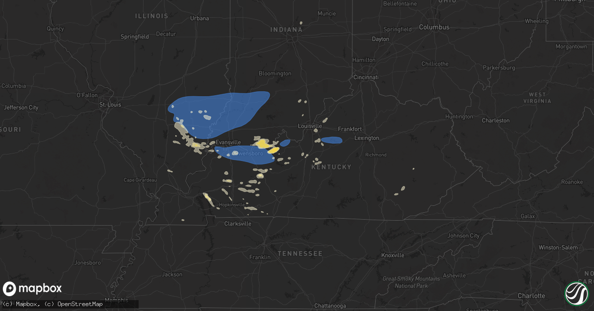 Hail map in Kentucky on August 1, 2024
