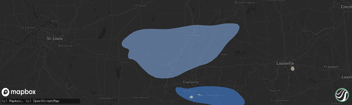 Hail map in Mount Carmel, IL on August 1, 2024