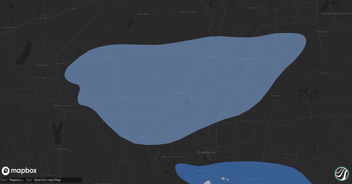 Hail map in Mount Carmel, IL on August 1, 2024