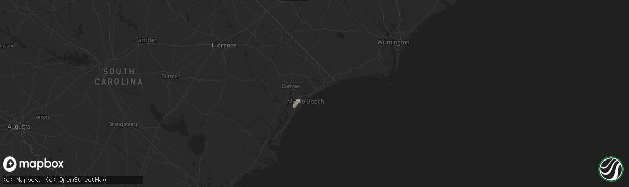 Hail map in Myrtle Beach, SC on August 1, 2024