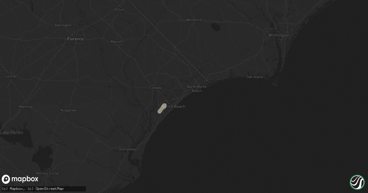 Hail map in Myrtle Beach, SC on August 1, 2024