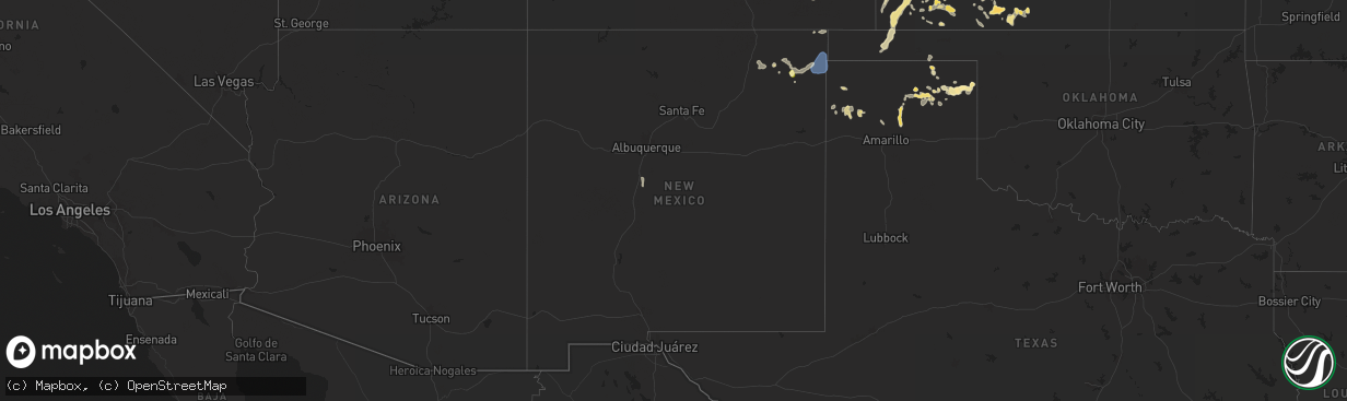 Hail map in New Mexico on August 1, 2024