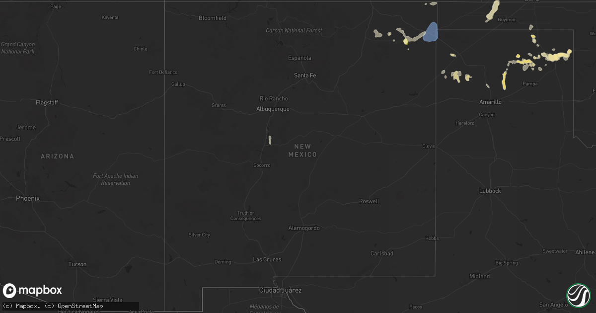 Hail map in New Mexico on August 1, 2024