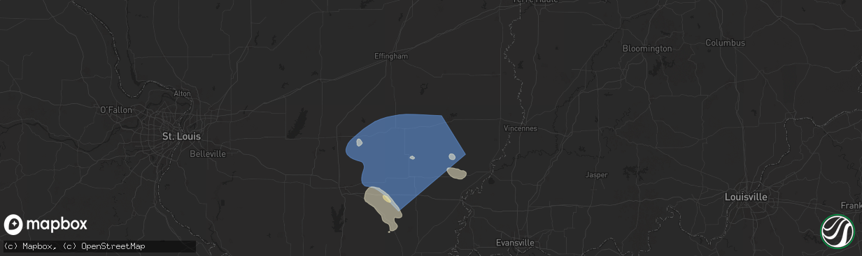 Hail map in Noble, IL on August 1, 2024