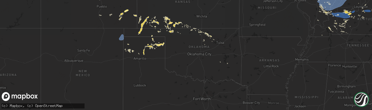 Hail map in Oklahoma on August 1, 2024