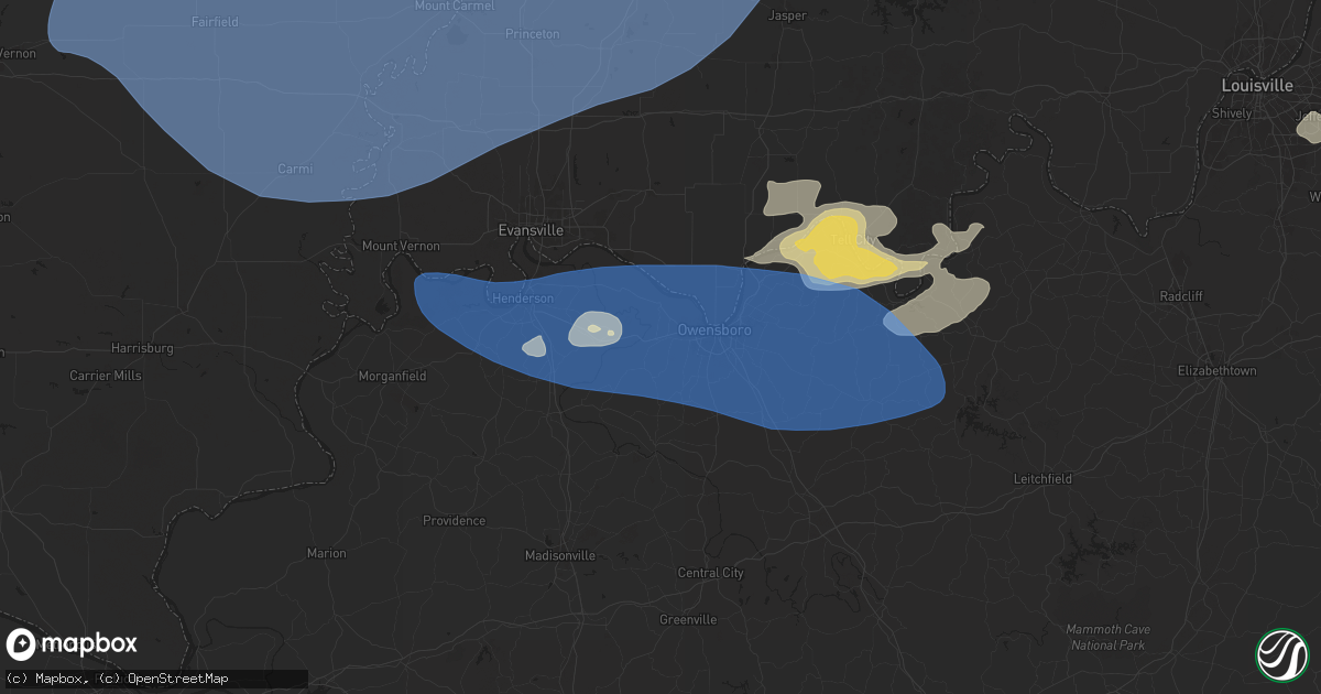 Hail map in Owensboro, KY on August 1, 2024