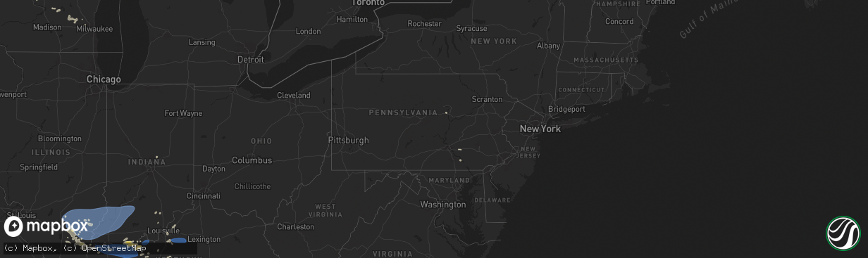 Hail map in Pennsylvania on August 1, 2024