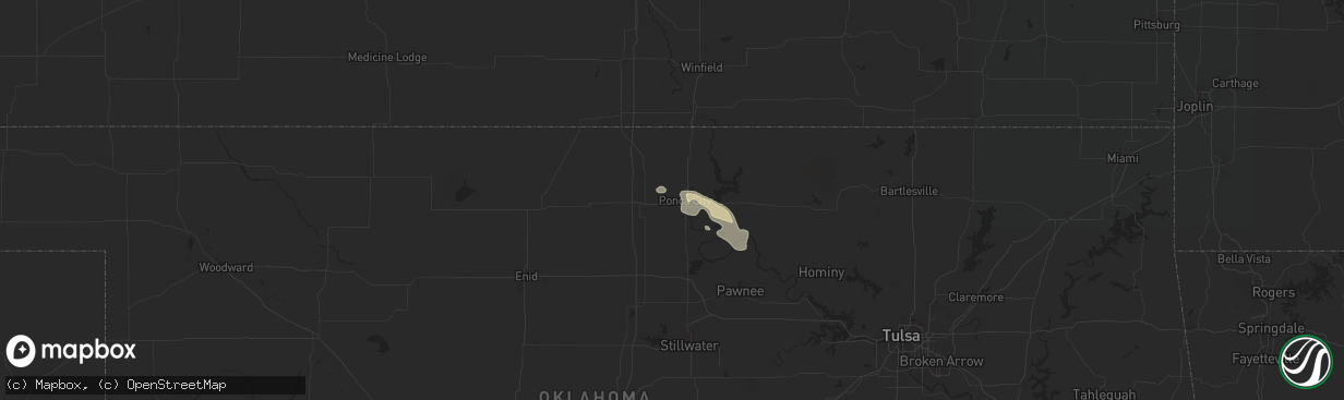 Hail map in Ponca City, OK on August 1, 2024