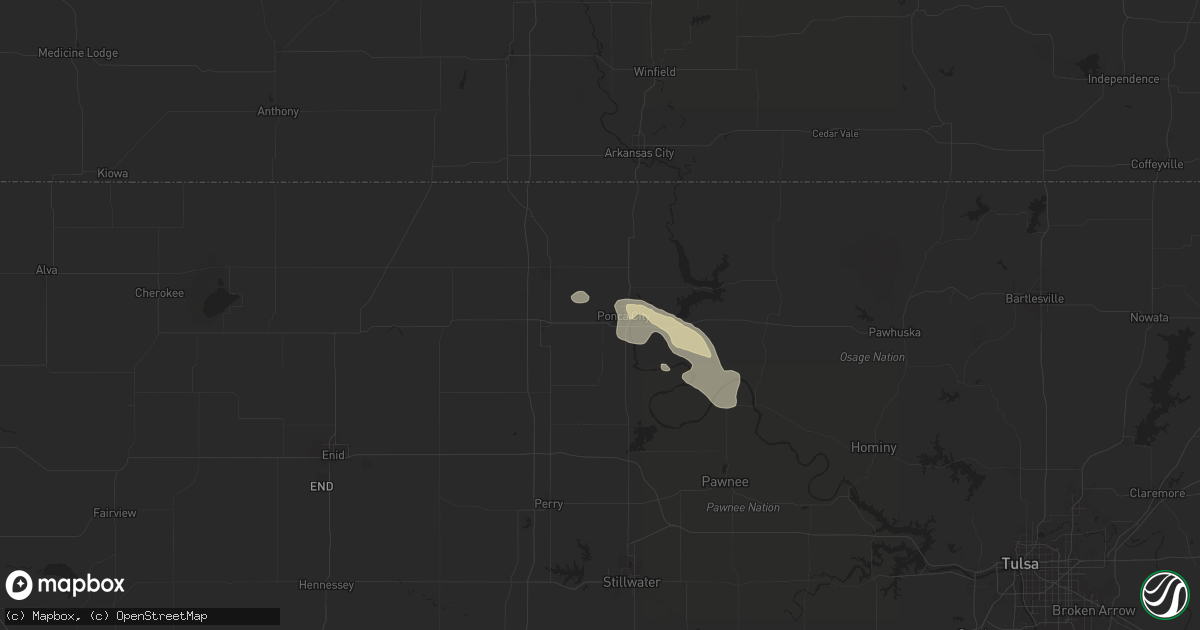 Hail map in Ponca City, OK on August 1, 2024