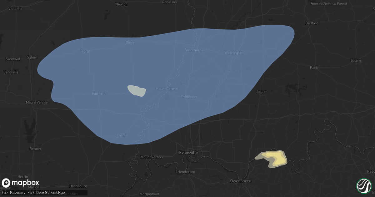 Hail map in Princeton, IN on August 1, 2024