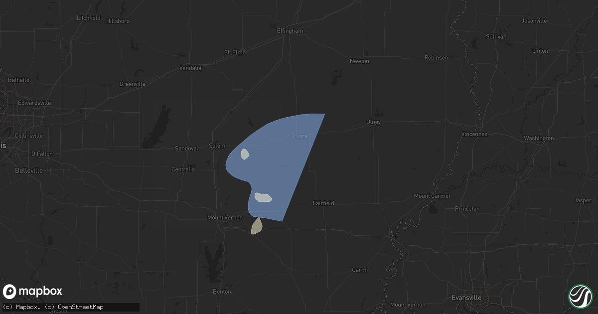 Hail map in Rinard, IL on August 1, 2024