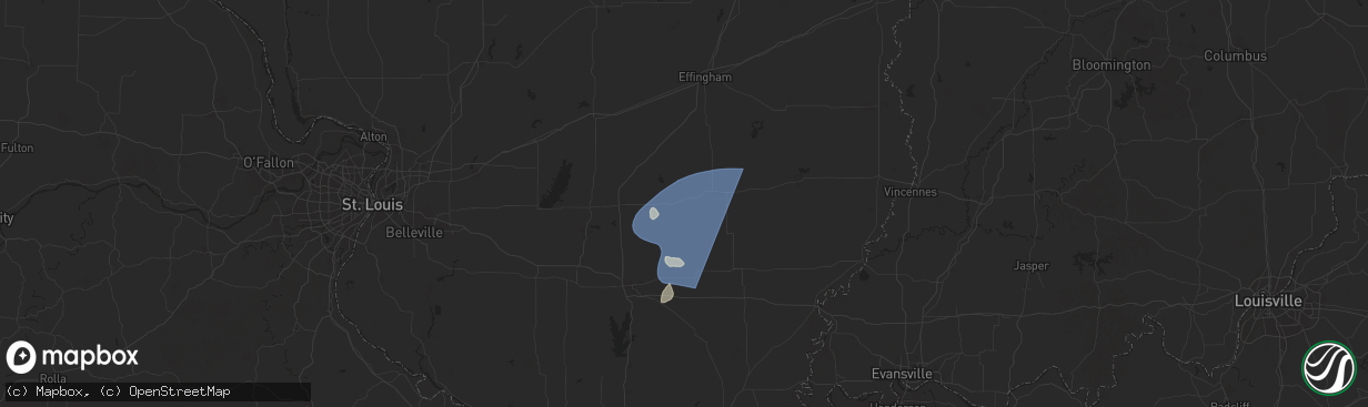 Hail map in Xenia, IL on August 1, 2024