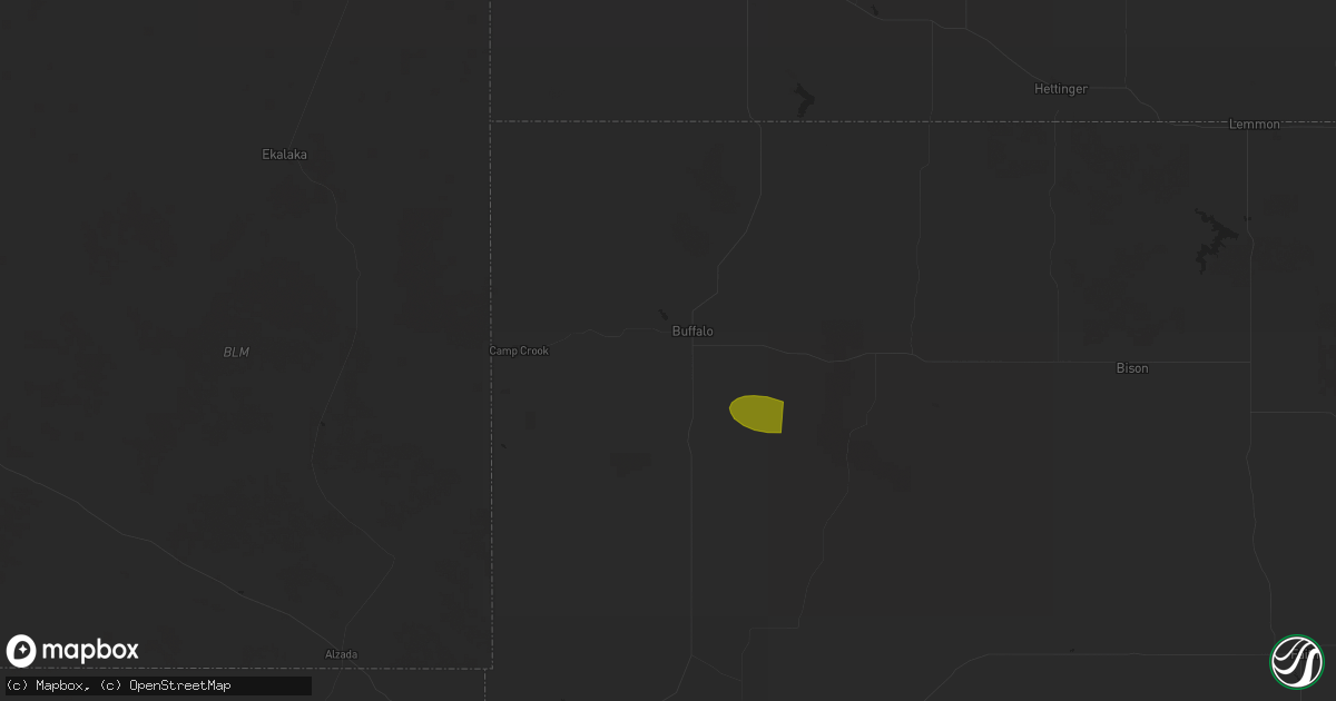 Hail map in Buffalo, SD on August 1, 2025
