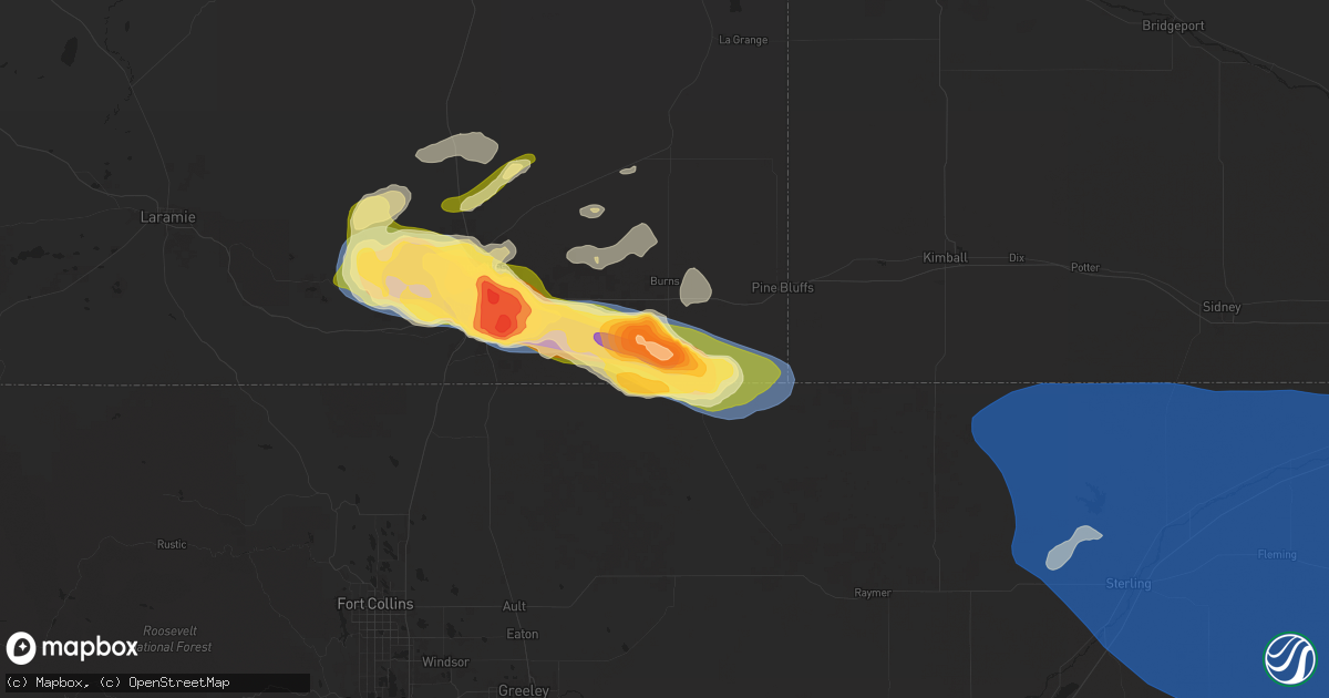 Hail map in Carpenter, WY on August 1, 2025