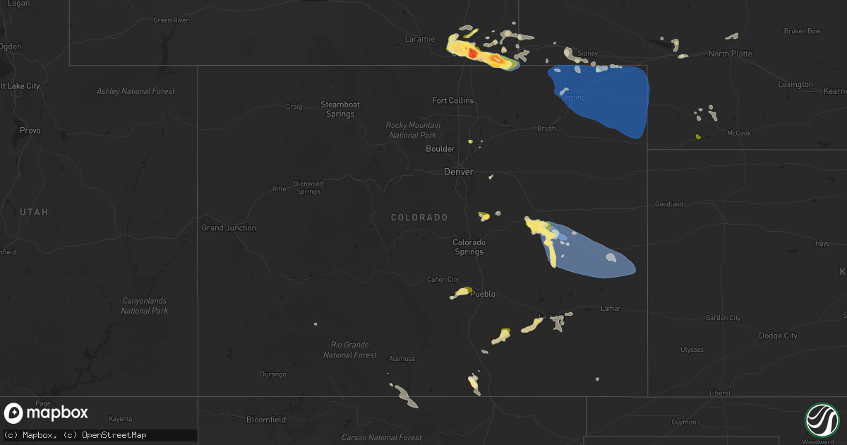 Hail map in Colorado on August 1, 2025