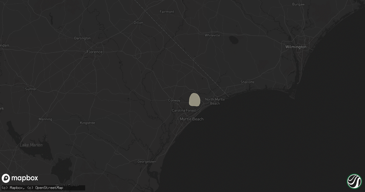 Hail map in Conway, SC on August 1, 2025
