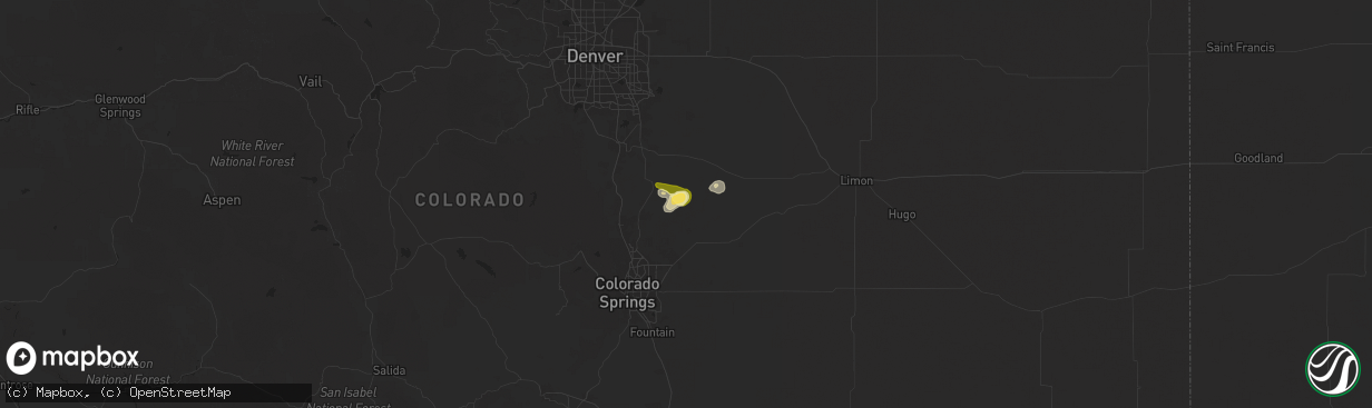 Hail map in Elbert, CO on August 1, 2025