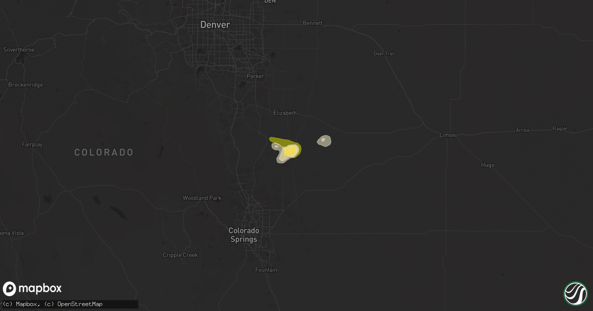 Hail map in Elbert, CO on August 1, 2025