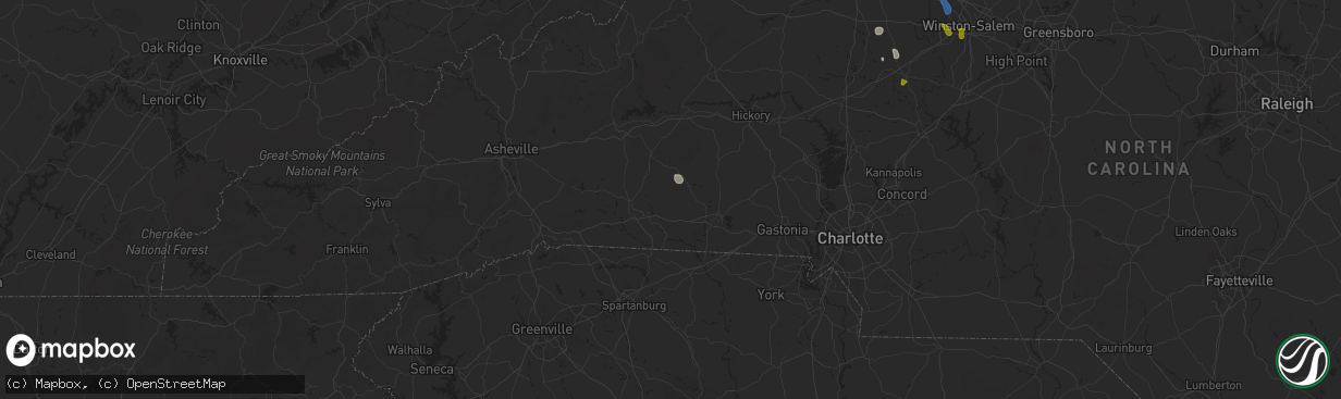 Hail map in Ellenboro, NC on August 1, 2025