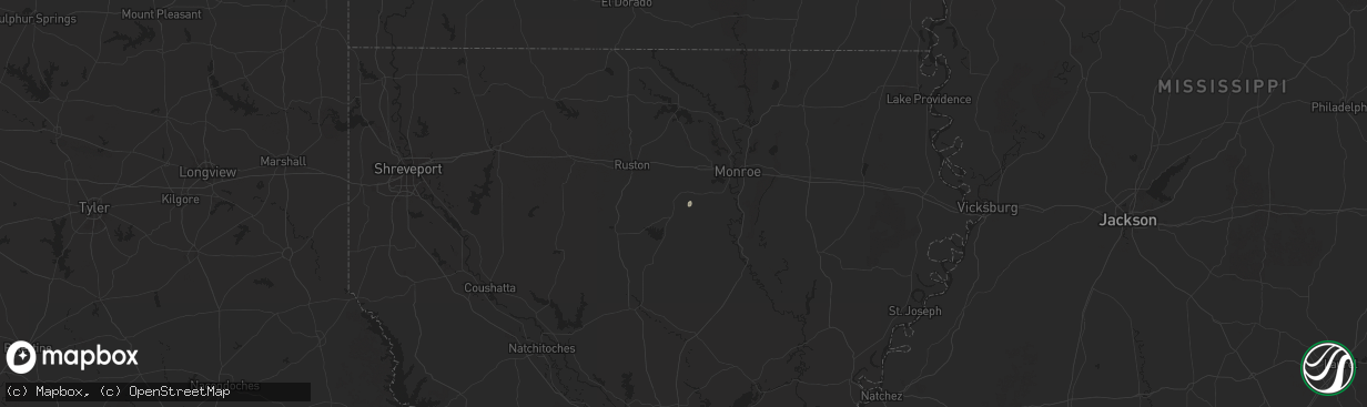 Hail map in Eros, LA on August 1, 2025