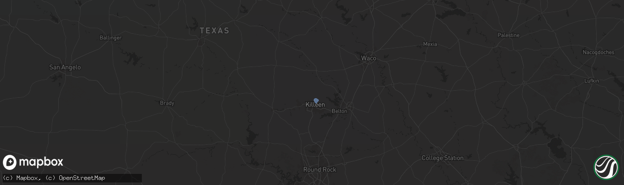 Hail map in Fort Hood, TX on August 1, 2025