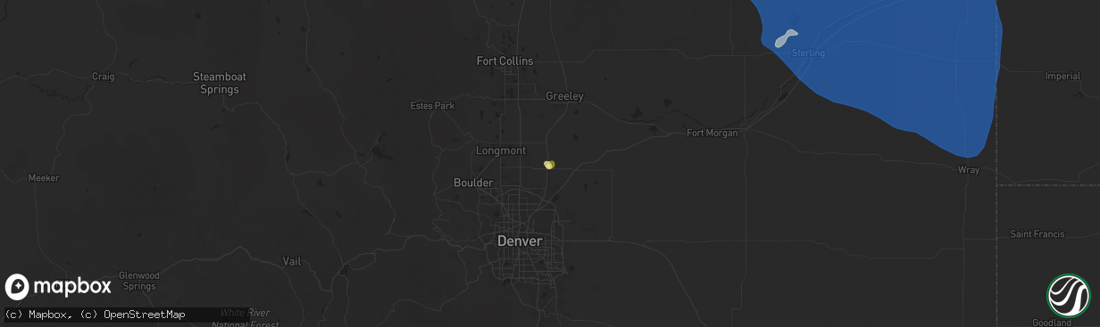 Hail map in Fort Lupton, CO on August 1, 2025