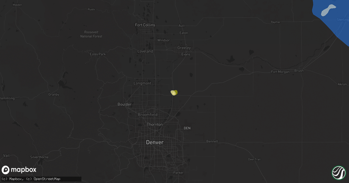 Hail map in Fort Lupton, CO on August 1, 2025