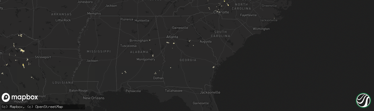 Hail map in Georgia on August 1, 2025