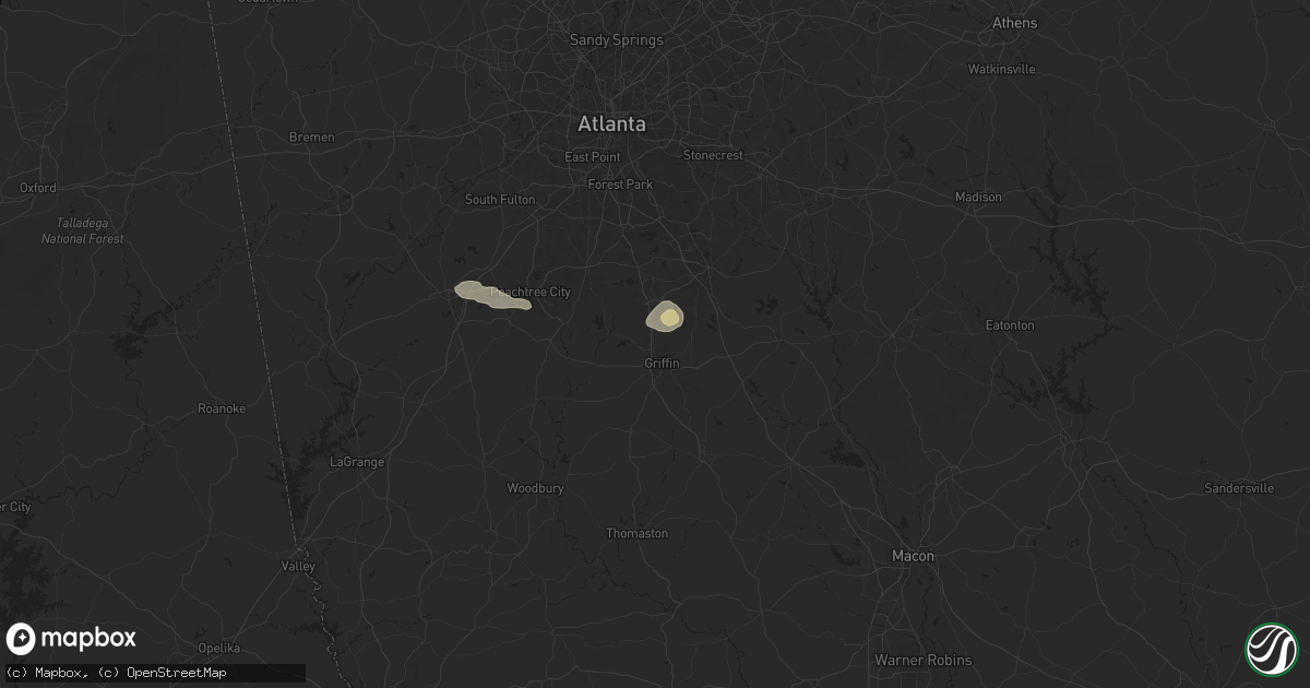 Hail map in Griffin, GA on August 1, 2025