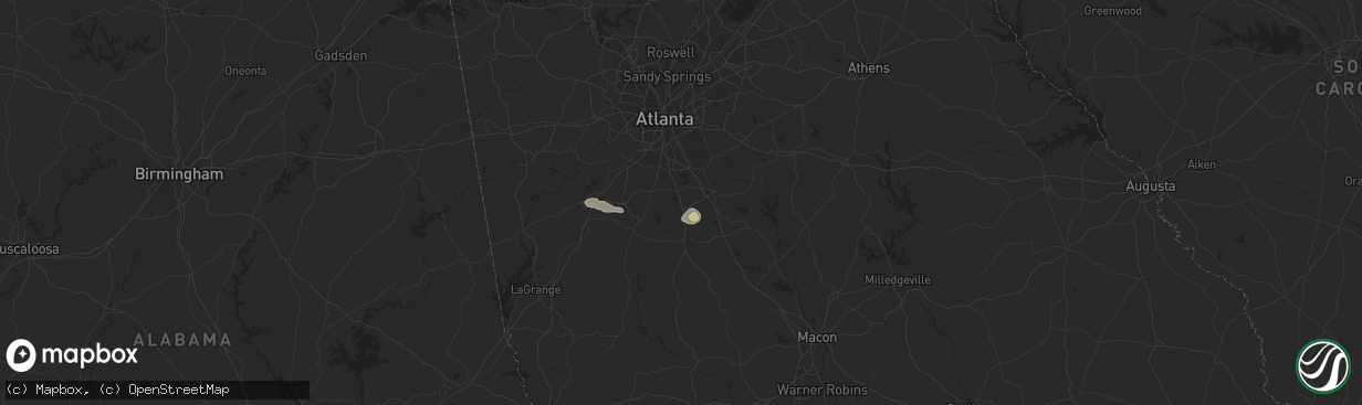 Hail map in Hampton, GA on August 1, 2025