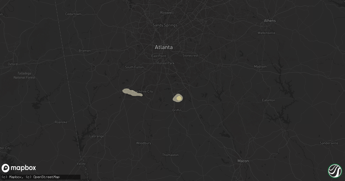 Hail map in Hampton, GA on August 1, 2025