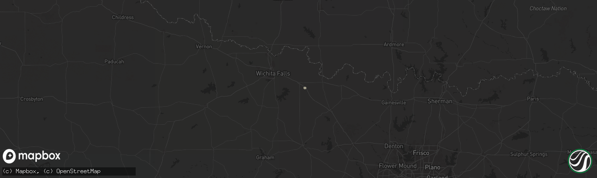 Hail map in Henrietta, TX on August 1, 2025