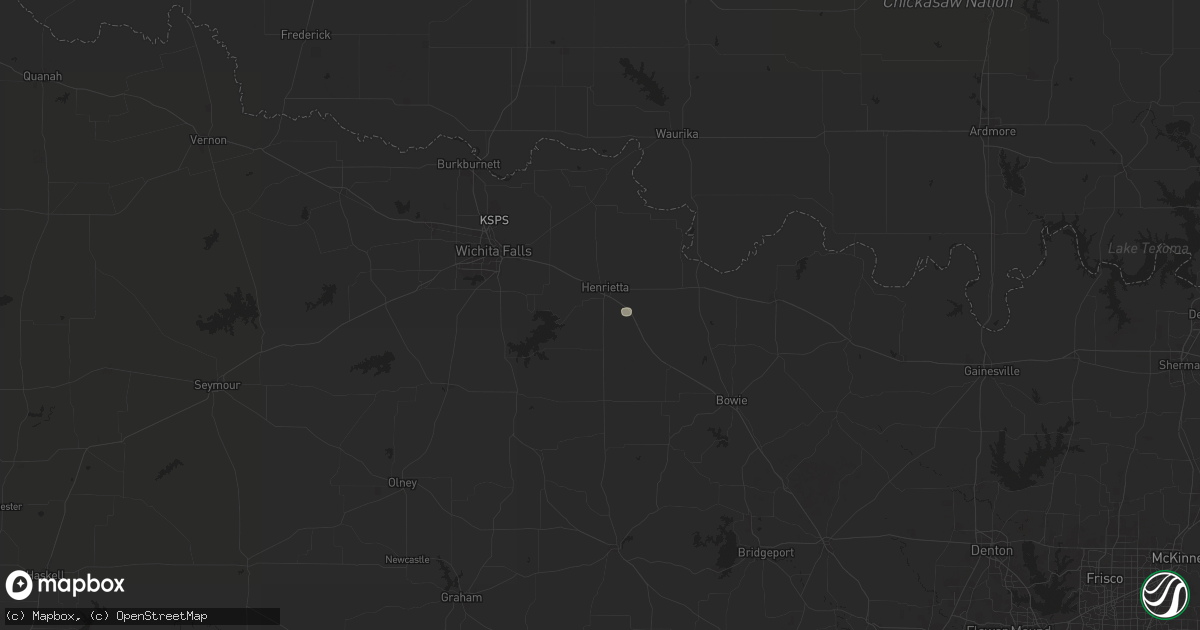 Hail map in Henrietta, TX on August 1, 2025