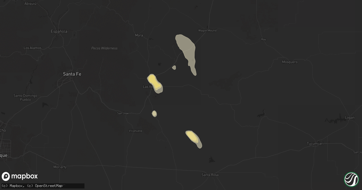 Hail map in Las Vegas, NM on August 1, 2025