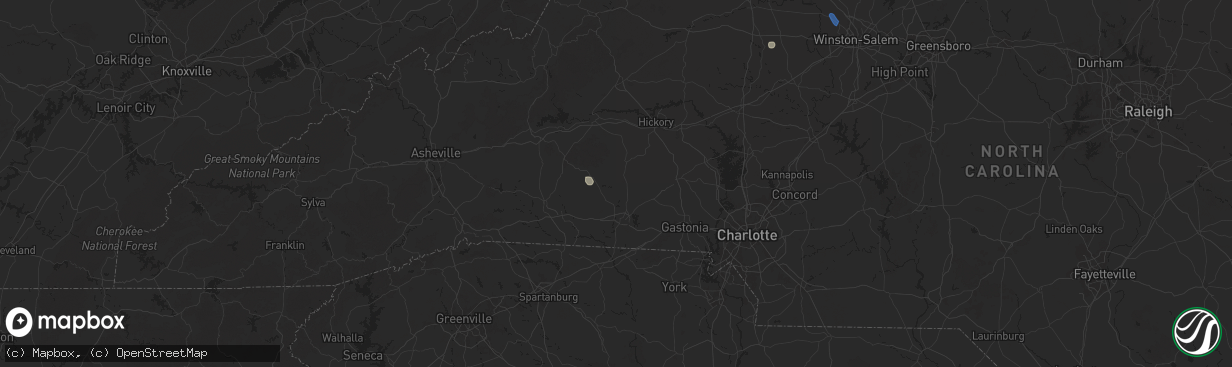 Hail map in Lawndale, NC on August 1, 2025
