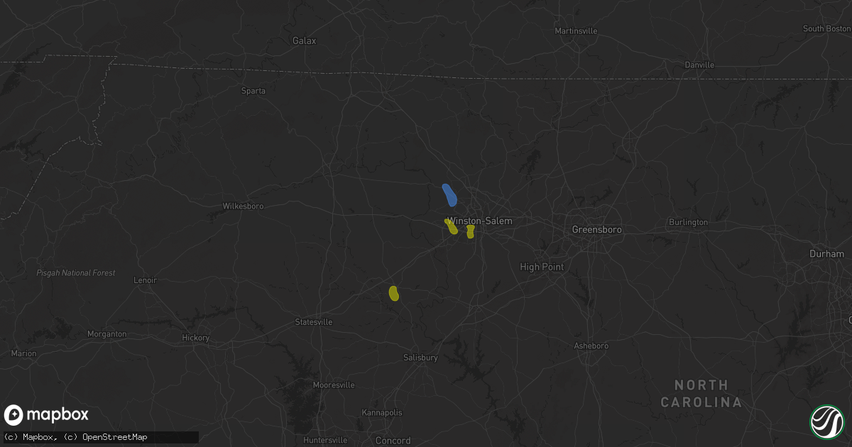 Hail map in Lewisville, NC on August 1, 2025