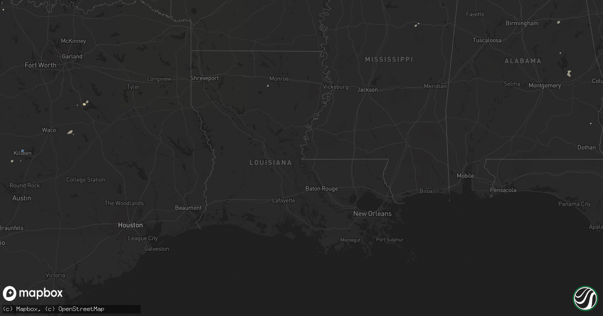 Hail map in Louisiana on August 1, 2025